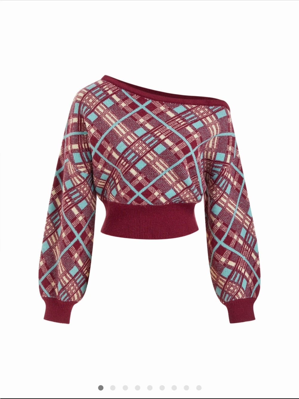 Cider Plaid Off-Shoulder Sweater